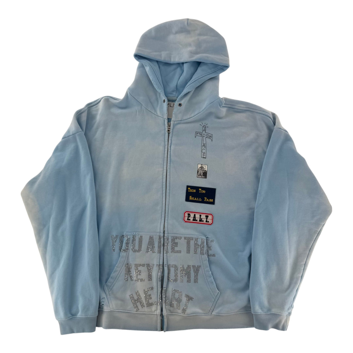 Paly Zanucks Zip Hooded Sweatshirt Baby Blue