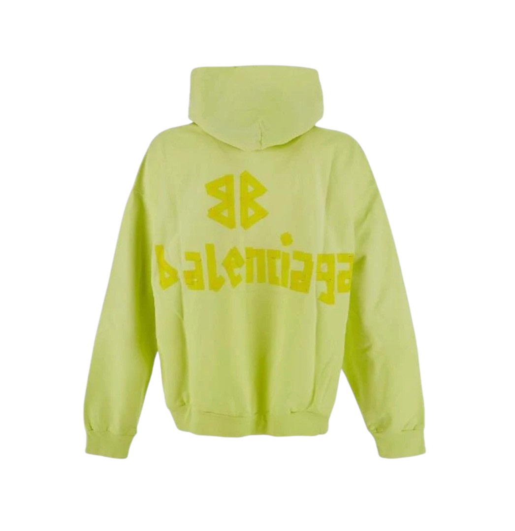 Balenciaga Ripped Pocket Hoodie Fluo Yellow