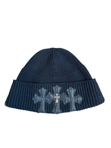 Chrome Hearts Triple Cross Patch Pendent Beanie "Black"