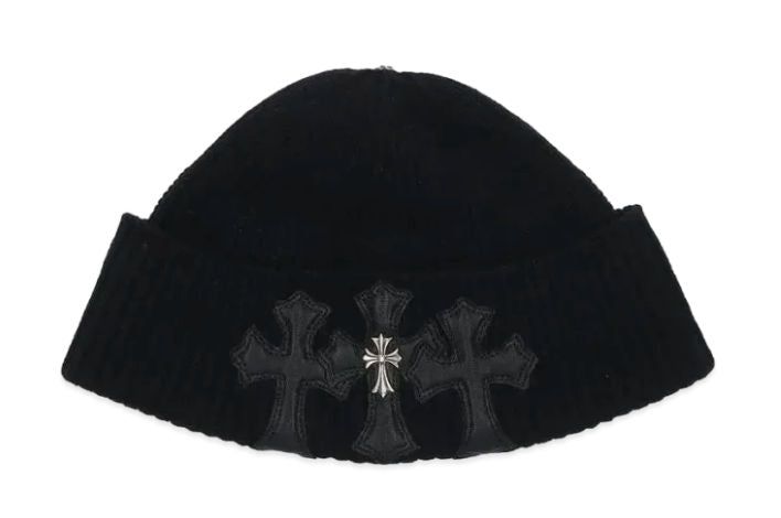Chrome Hearts Cross 3 Cemetery Cross Patch Beanie Cap Black