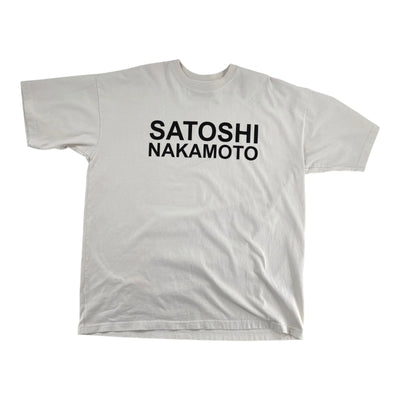 Satoshi Nakomoto Cream Logo Tee Lightly Worn