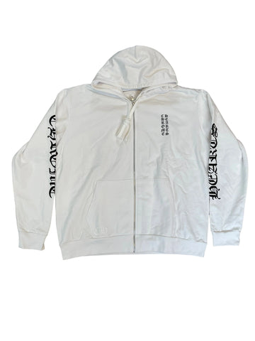 Chrome Hearts Verticle Letters Logo Zip-Up Hoodie "White"