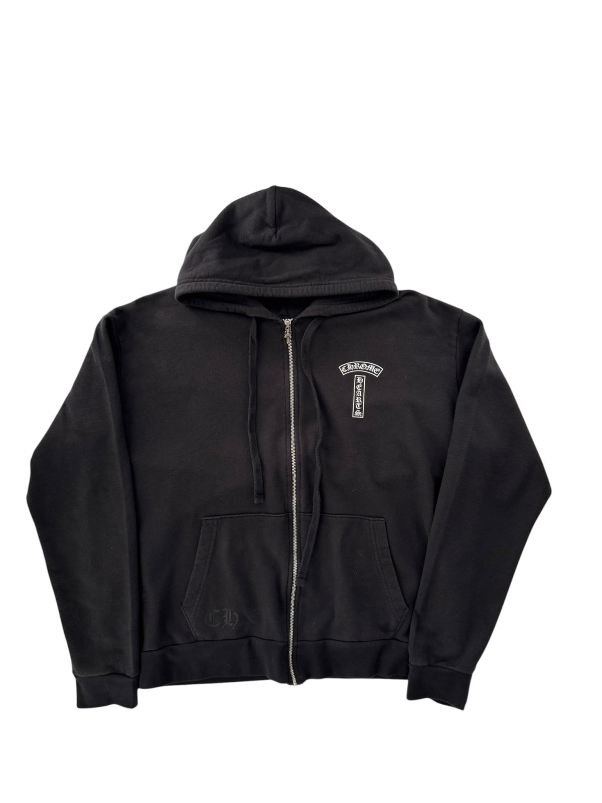 Chrome Hearts T Logo FU Shoulder Zip Up Hoodie Black