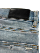 Amiri Mx1 Distressed Denim White Ribbed