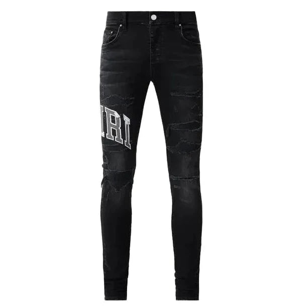 Amiri Varsity Logo Jeans Black