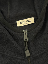Miu Miu Cotton Fleece Zipper Hoodie Navy