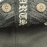 Chrome Hearts Cemetary Cross Leather Stitched Trucker Hat Black