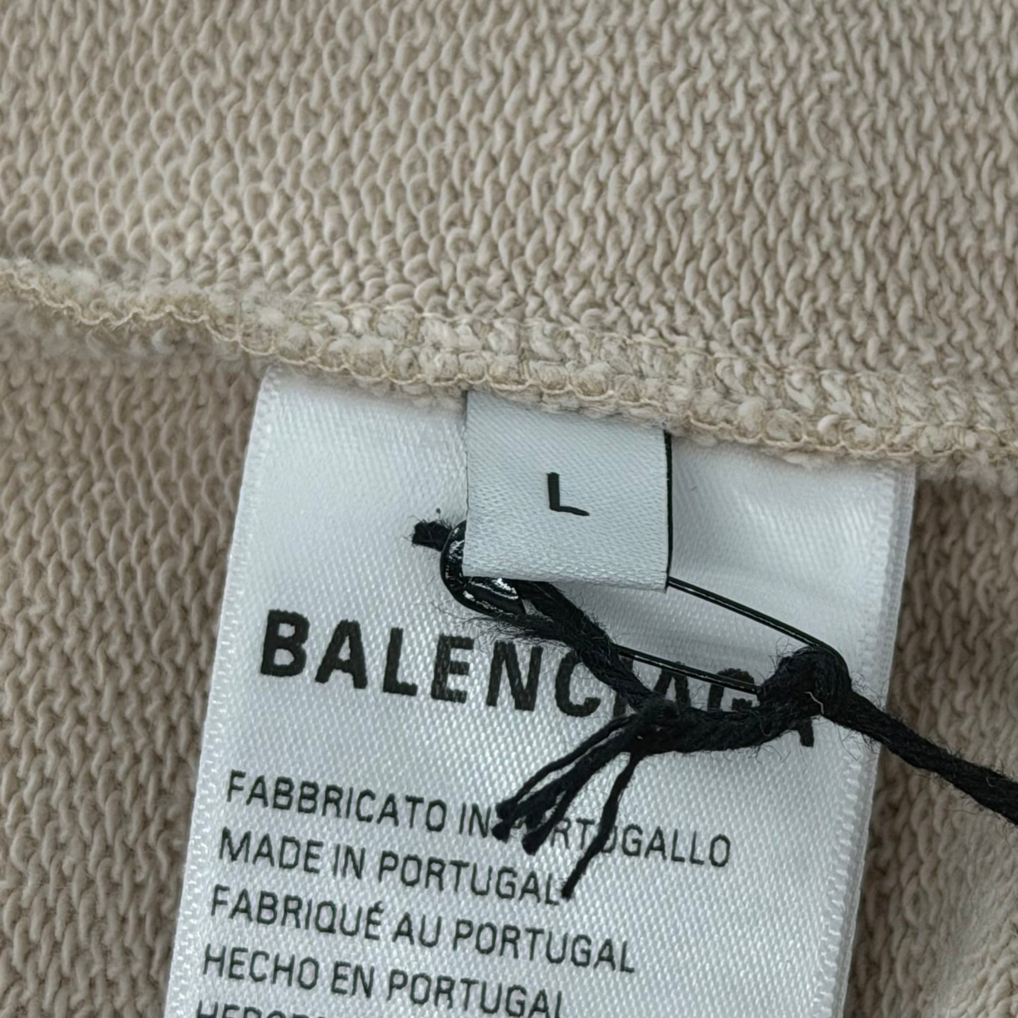 Balenciaga Metal BB Stencil Zip Up Hoodie Beige