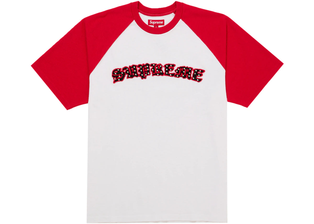 Supreme Rhinestone Raglan S/S Top White