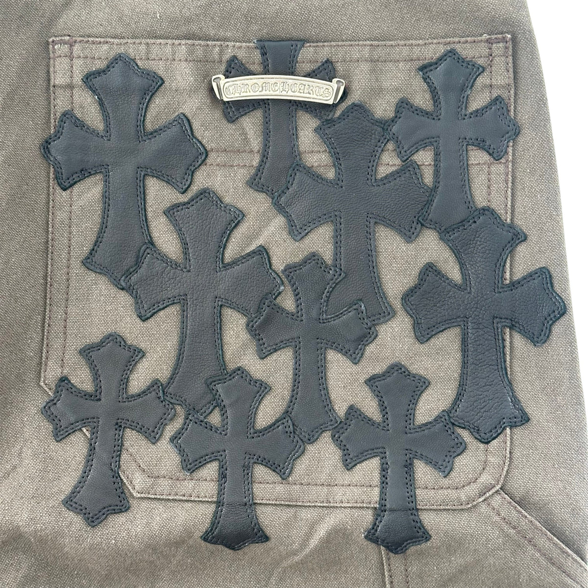 Chrome Hearts Cross Leather Patch Carpenter Shorts Brown