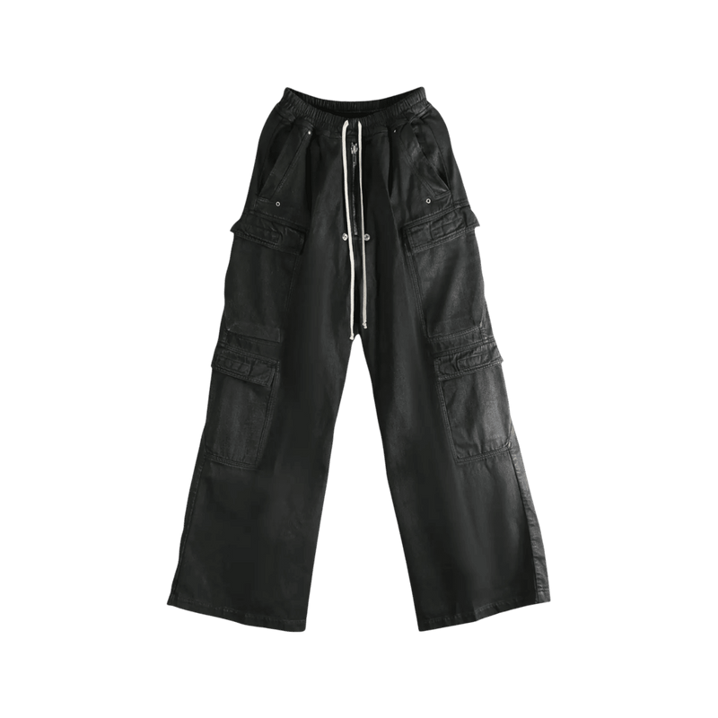 Rick Owens Waxed Cargobelas Black Pants