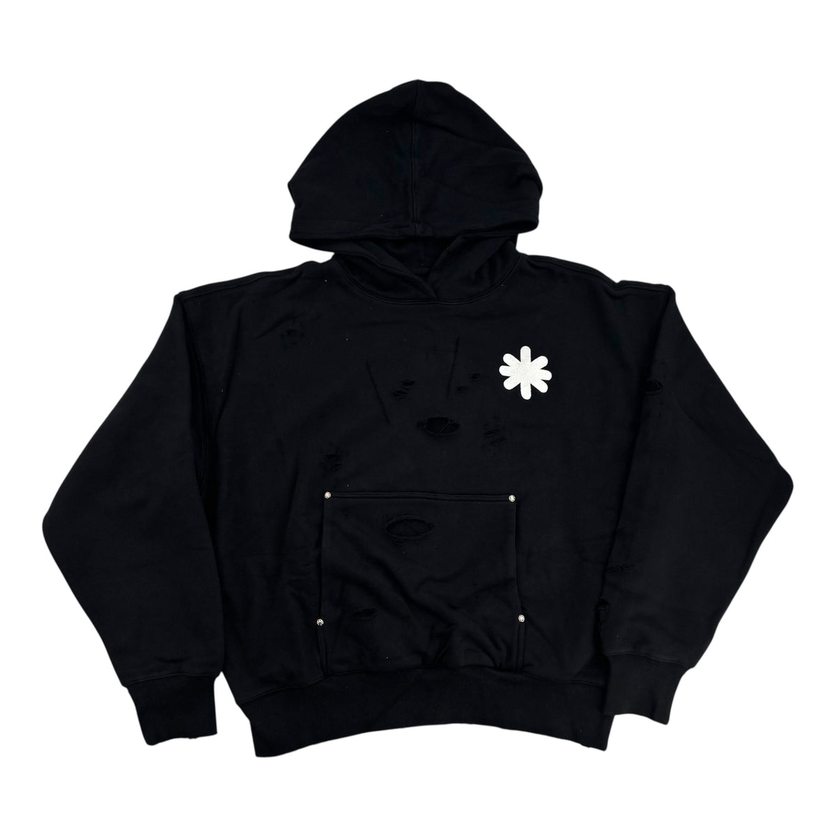 Lost Shdws Classic Logo Distressed Hoodie Black