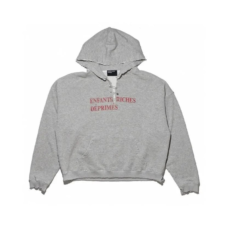 ERD Safety Pin Hoodie Grey Red