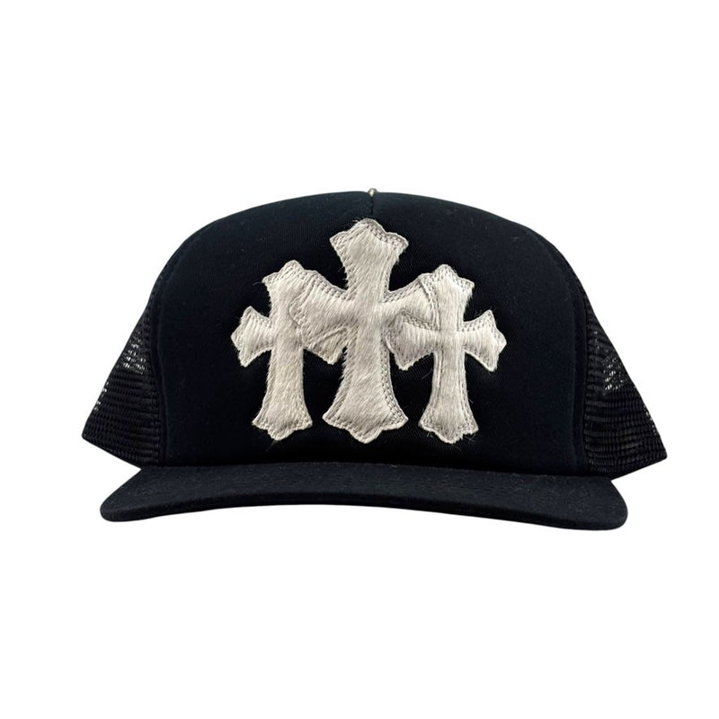 Chrome Hearts Pony Hair Cemetery Cross Patch Trucker Hat