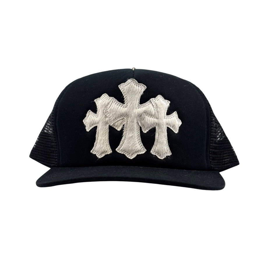 Chrome Hearts Pony Hair Cemetery Cross Patch Trucker Hat