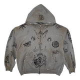 Balenciaga Tattoo Zip-Up Hoodie Grey