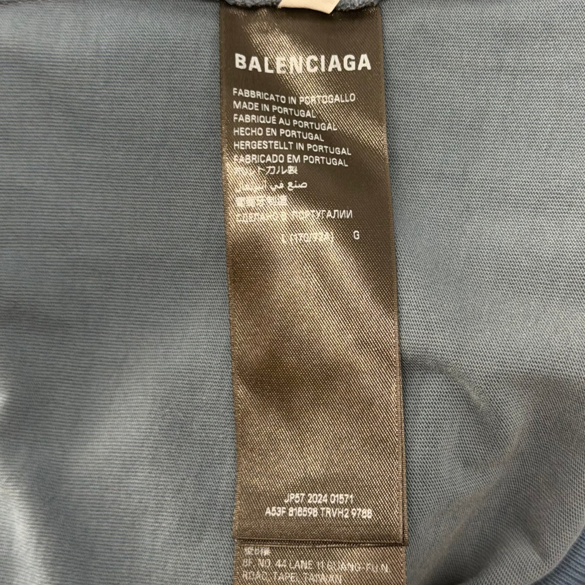 Balenciaga Distressed Logo Hoodie Blue