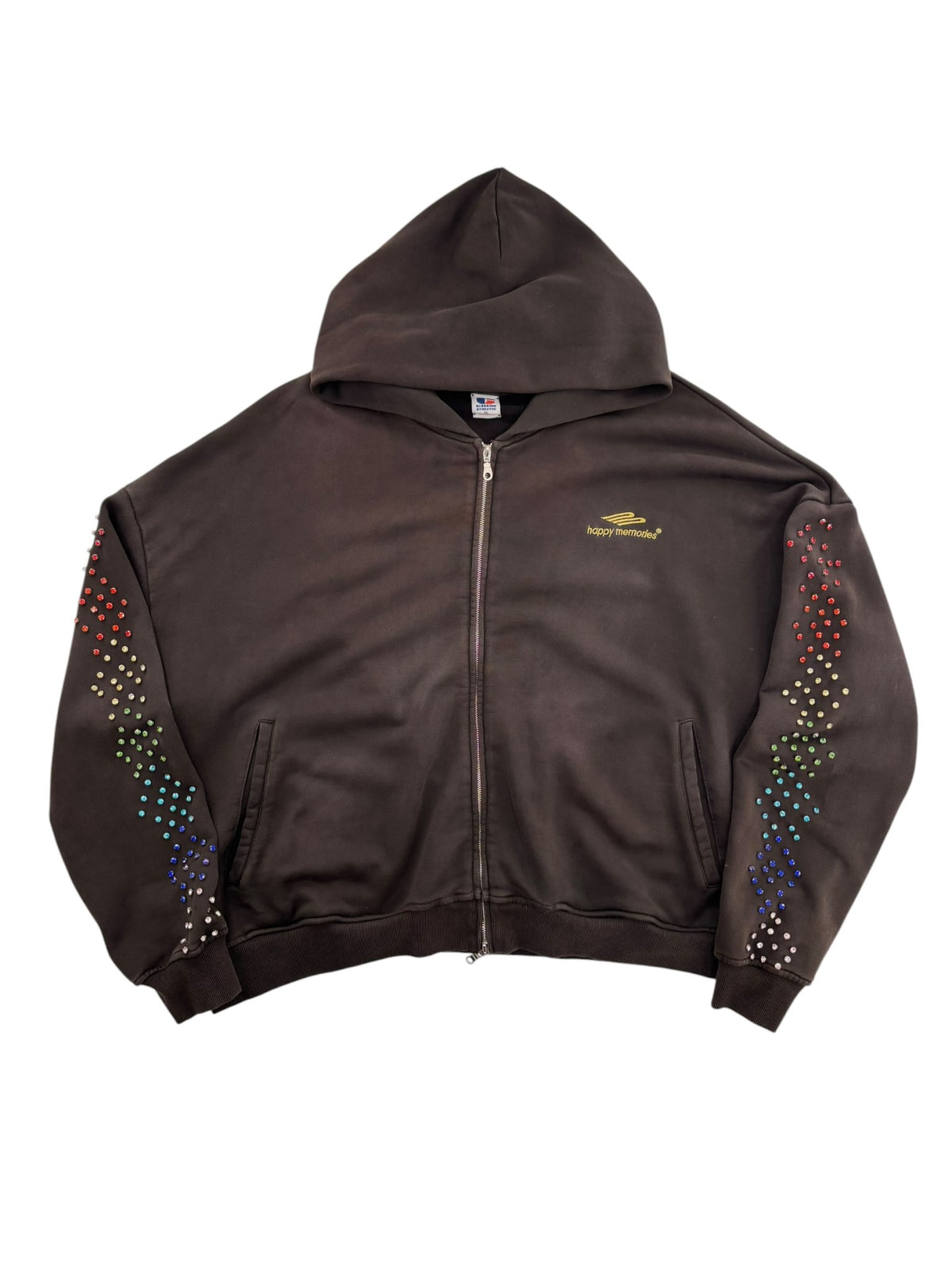 HMDD Rainbow Crystal Zip-Up Hoodie Black