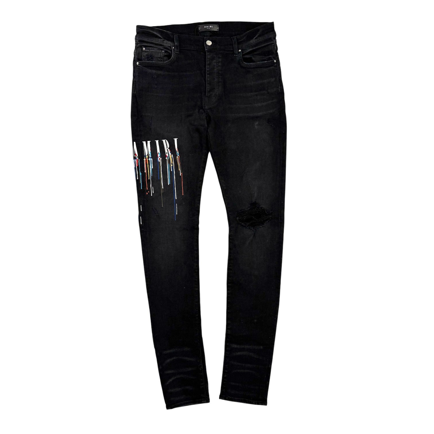 Amiri Paint Drip Logo Jeans &quot;Black&quot; - Lightly Worn