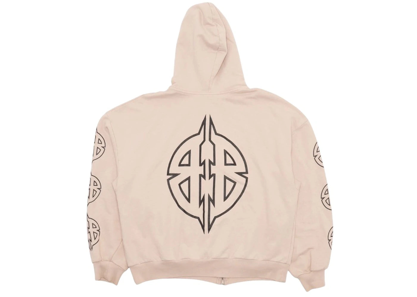 Balenciaga Metal BB Stencil Zip Up Hoodie Beige