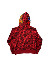BAPE Color Camo Shark Wide Full Zip Double Hoodie Red