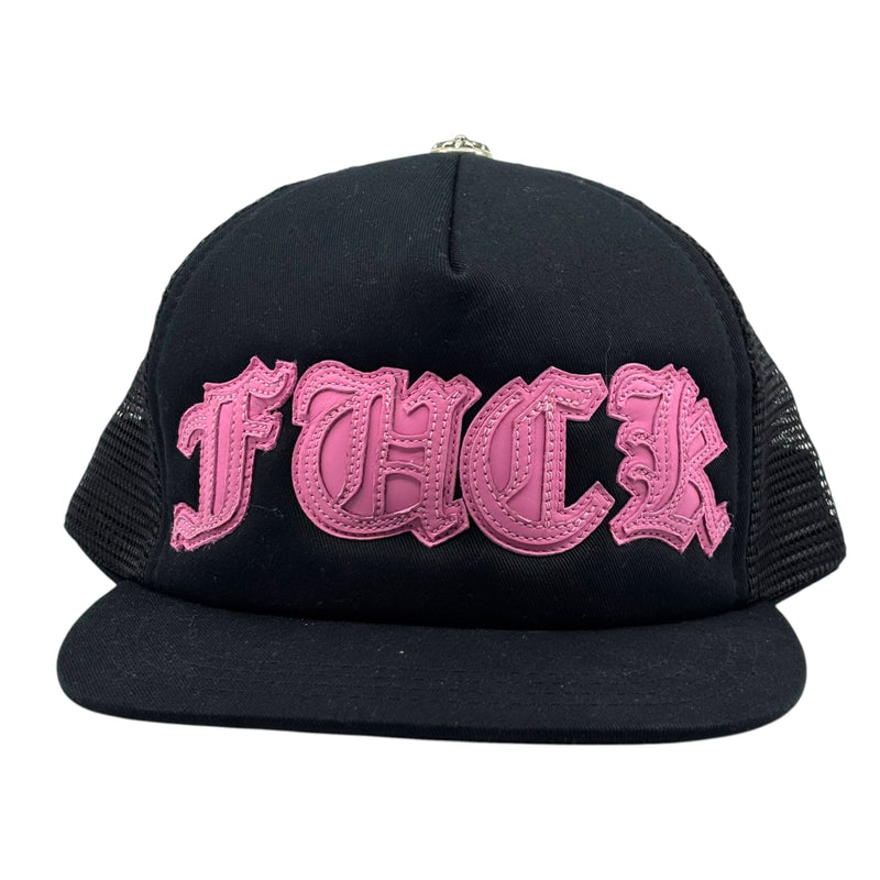 Chrome Hearts F*ck Leather Patch Trucker Hat Black/Pink