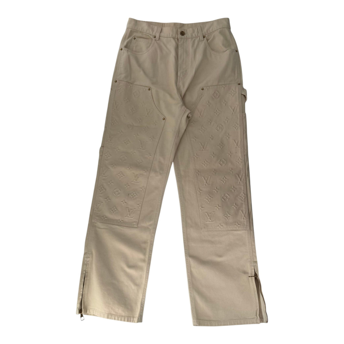 Louis Vuitton Monogram Carpenter Denim Pants Beige