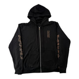 Chrome Hearts Brown Glitter 1988 Vertical Logo Zip Up Hoodie Black