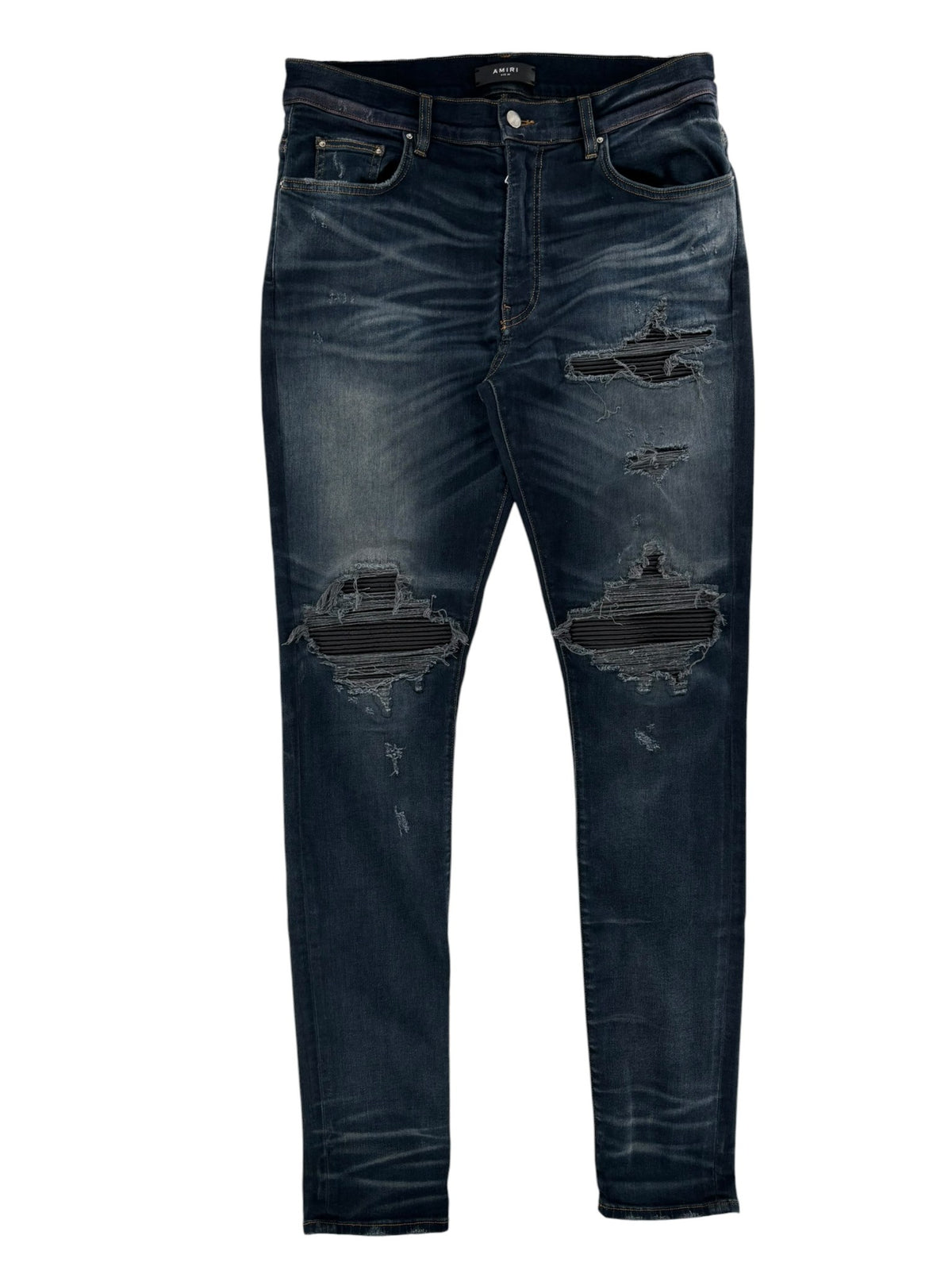 Amiri MX1 Leather Patch Jeans Deep Indigo/Black