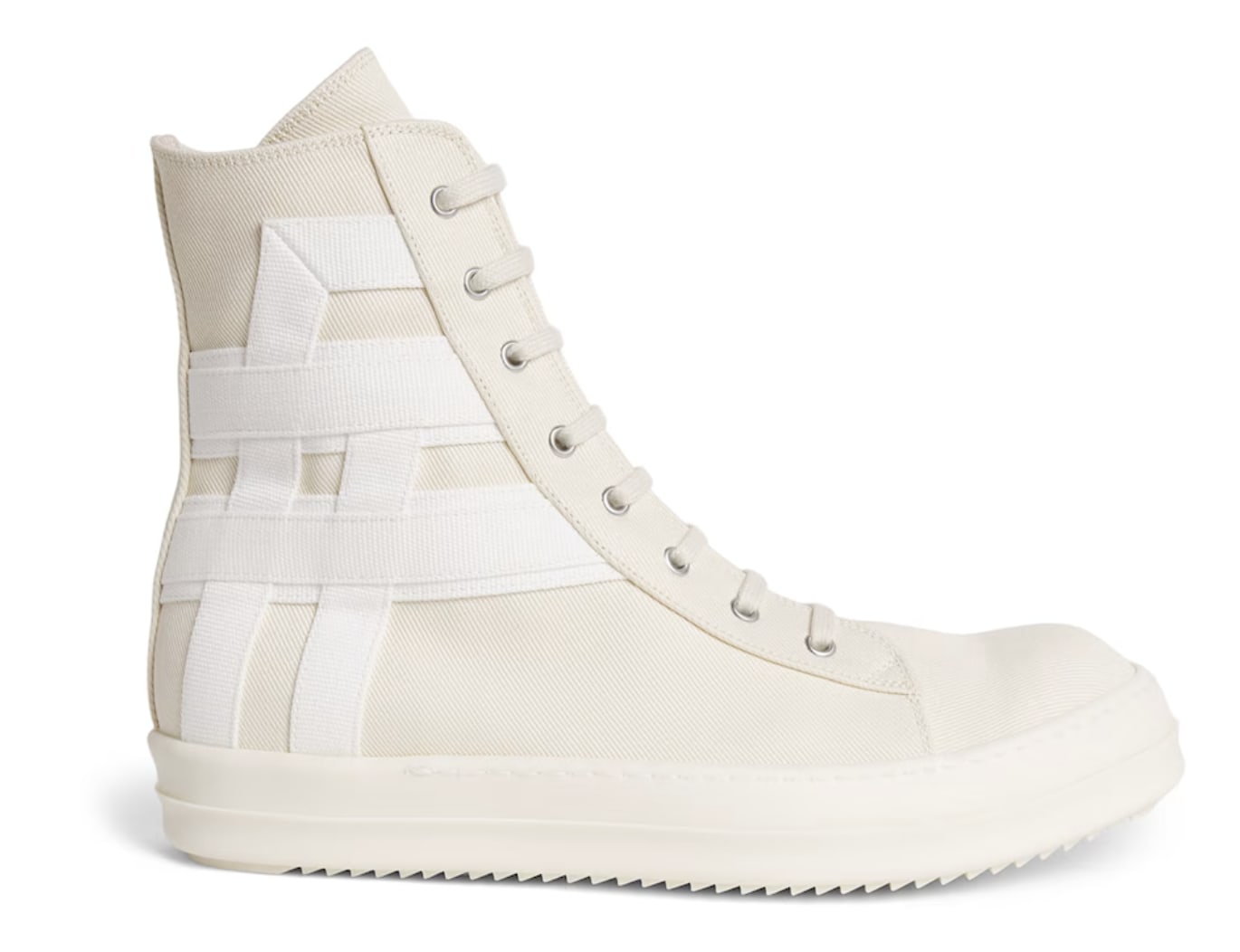 Rick Owens Cotton Canvas High-Top Sneakers Triple Milk
