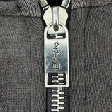 ERD Distressed Logo-Print Zip-Up Hoodie Dark Grey