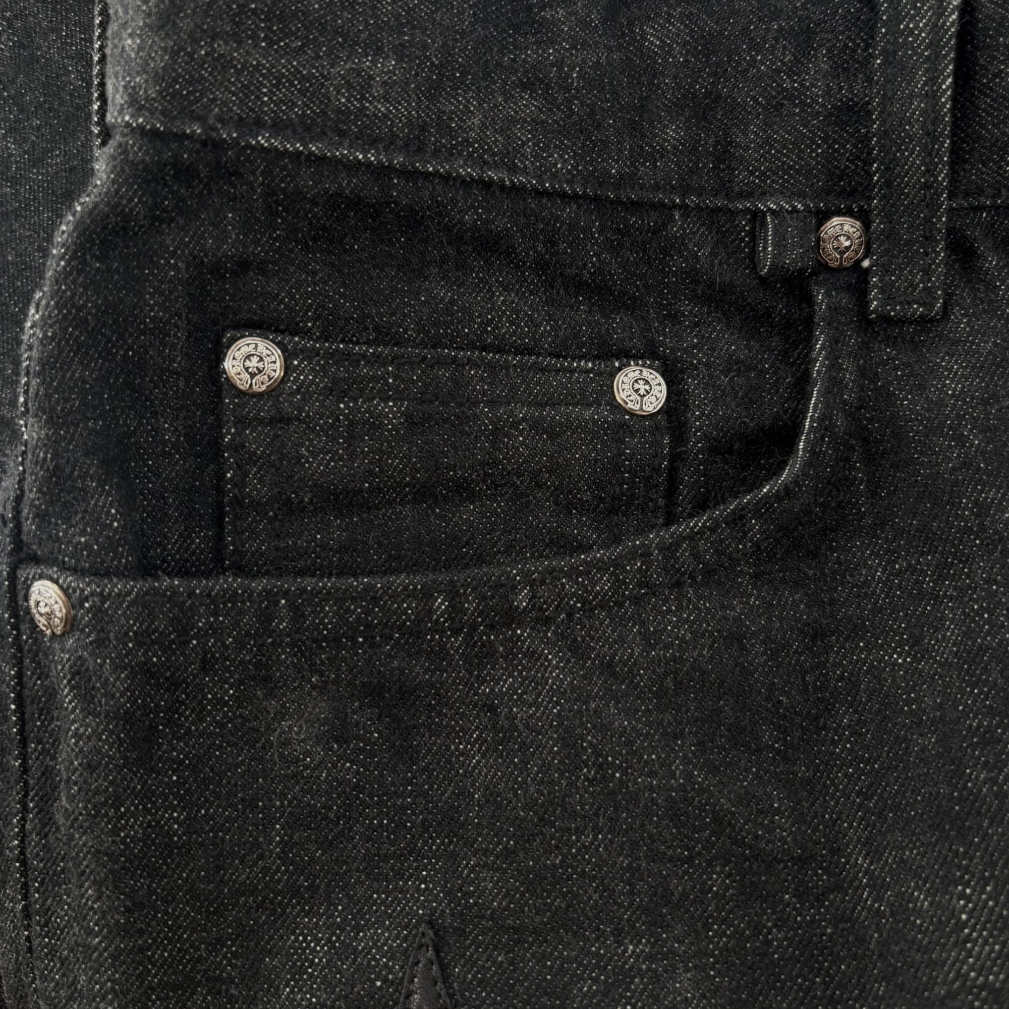 Chrome Hearts Star Patch Raw Denim Jeans Black