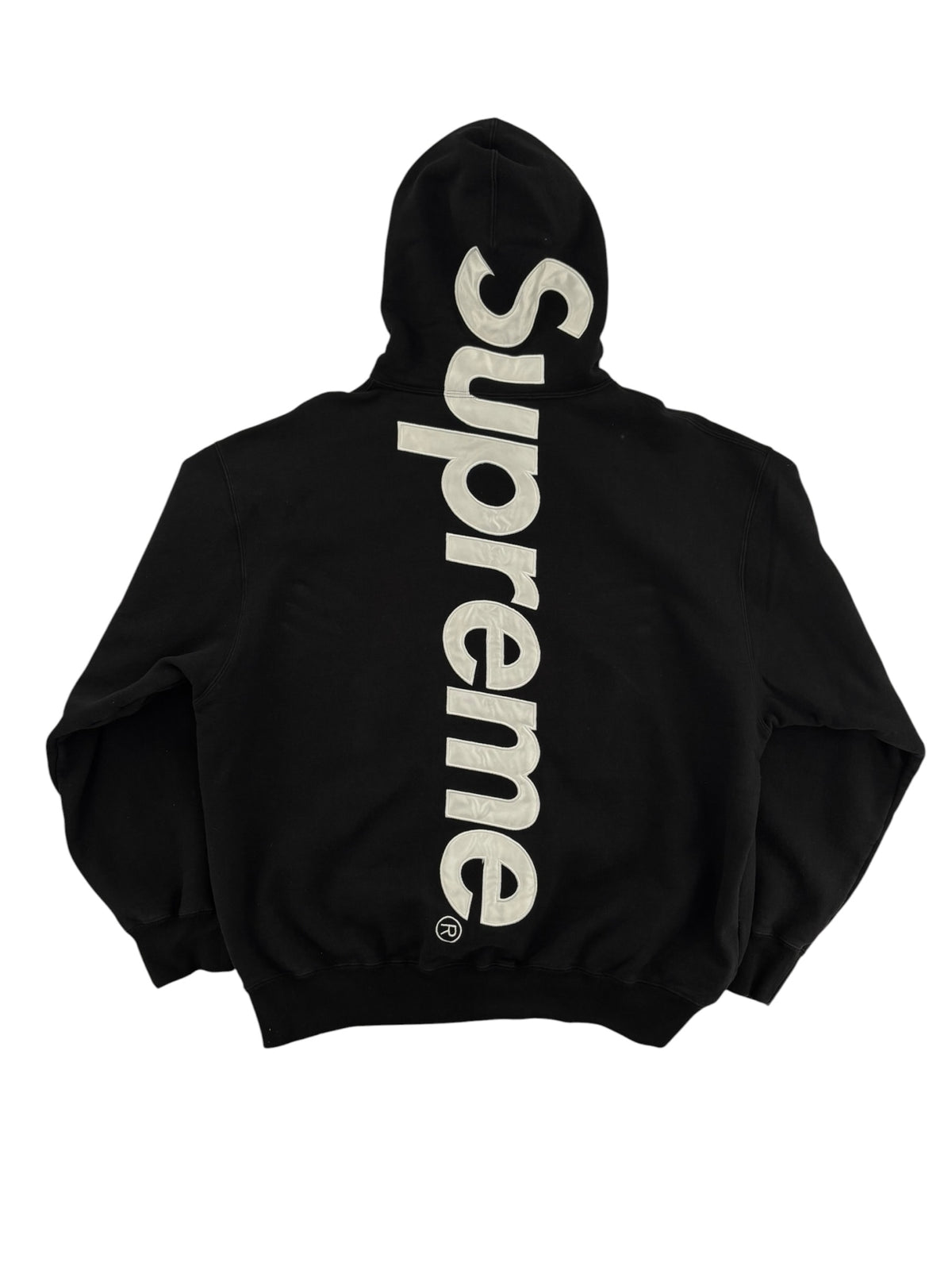 Supreme Satin Appliqué Hooded Sweatshirt Black