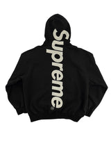 Supreme Satin Appliqué Hooded Sweatshirt Black