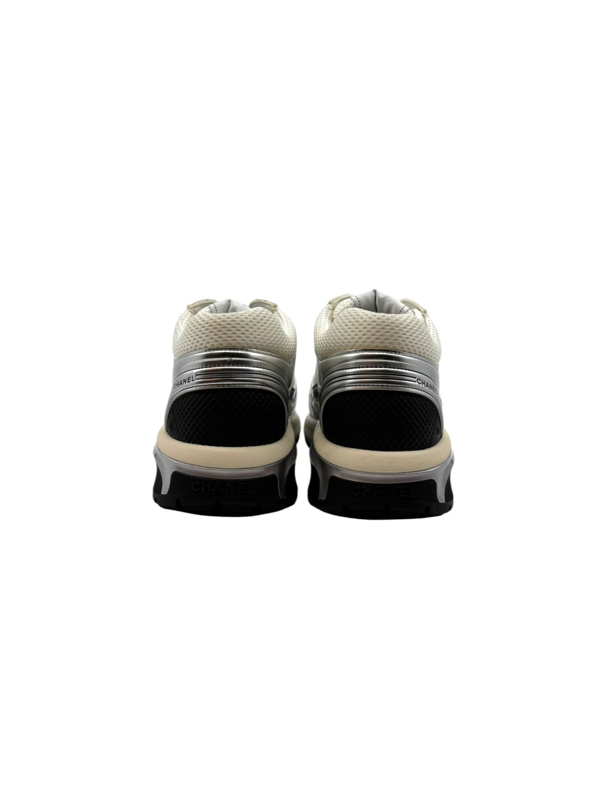 Chanel CC Logo Sneaker White Silver