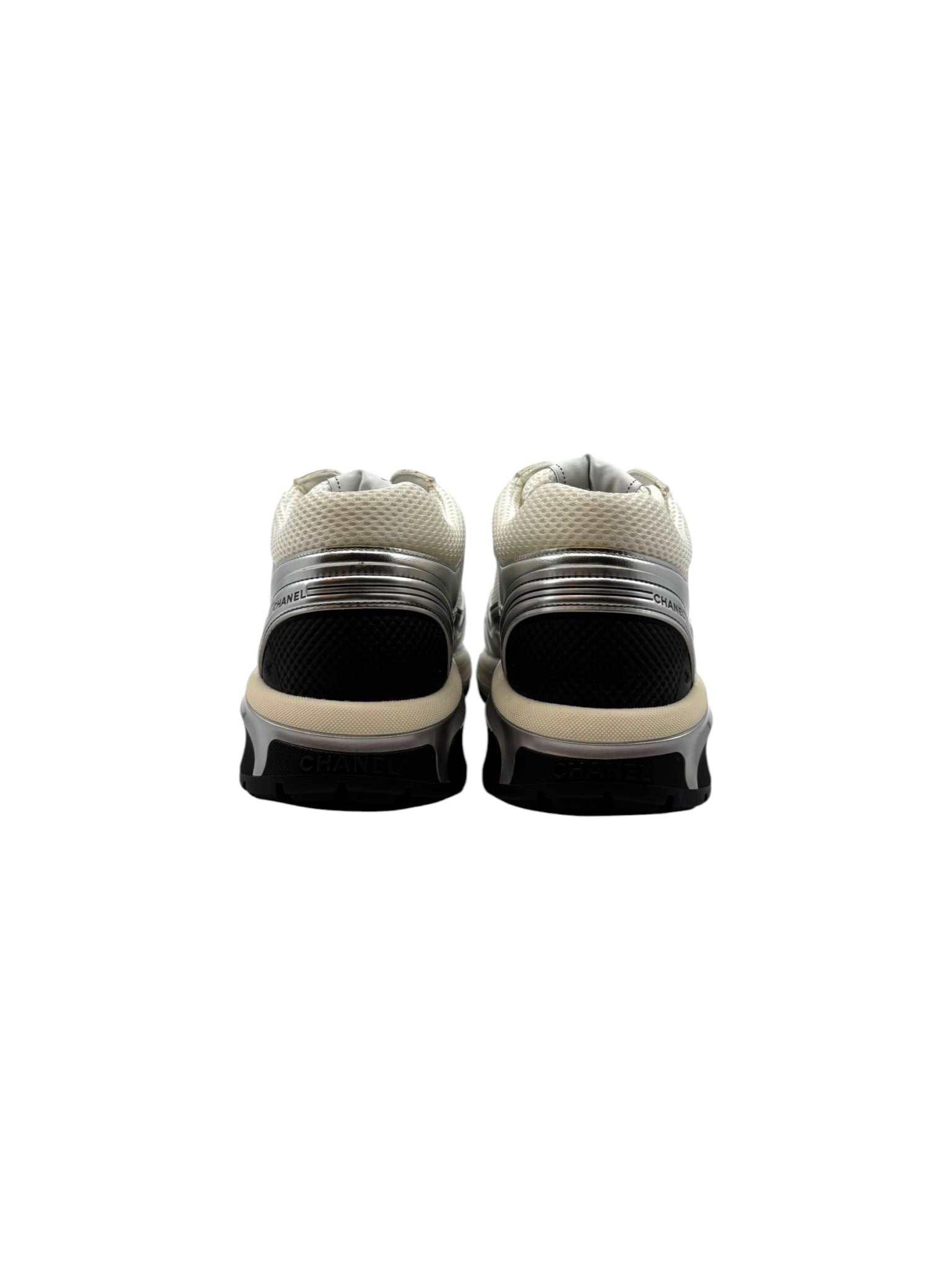 Chanel CC Logo Sneaker White Silver