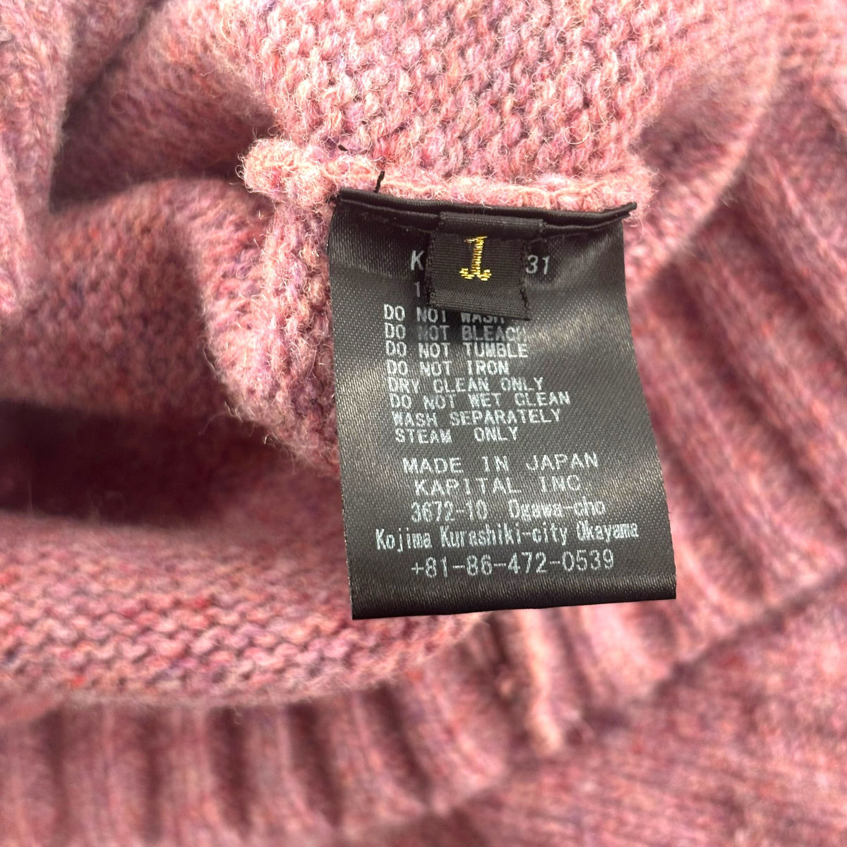 Kapital Bone Wool Sweater Pink