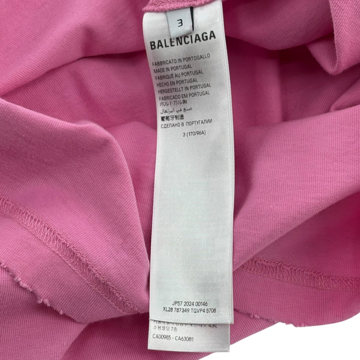 Balenciaga No Logo Printed Large Fit T-Shirt Pink