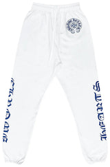Chrome Hearts Horseshoe Script Sweatpants White Blue
