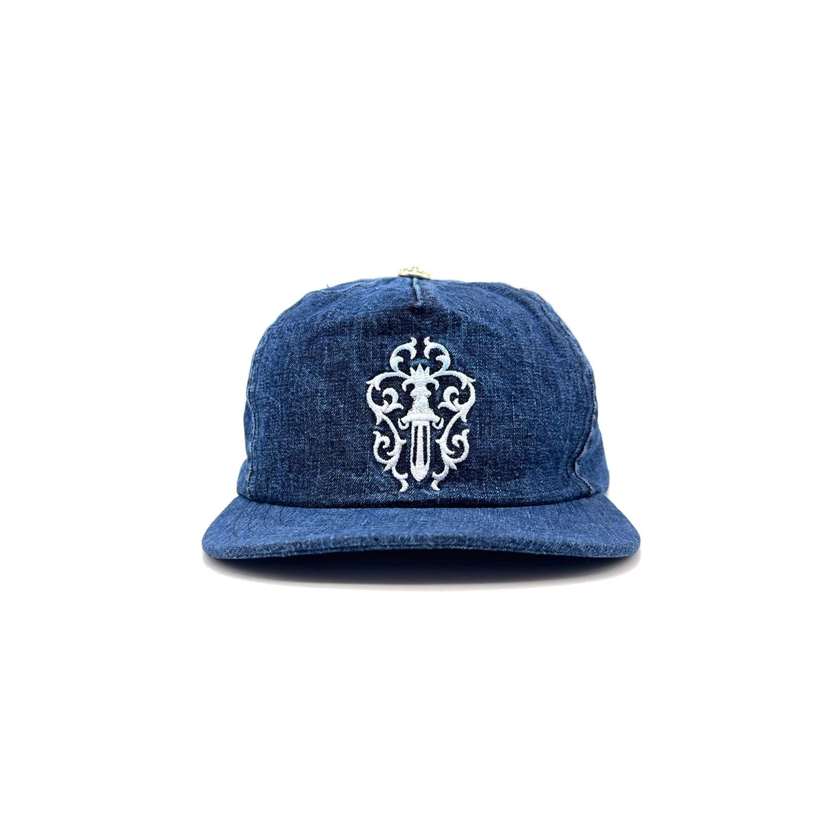 Chrome Hearts Dagger Embroidered Silver Button Cap Denim