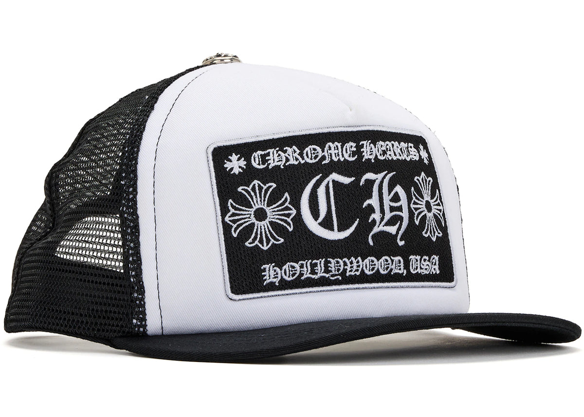 Chrome Hearts CH Hollywood Trucker Hat Black/White