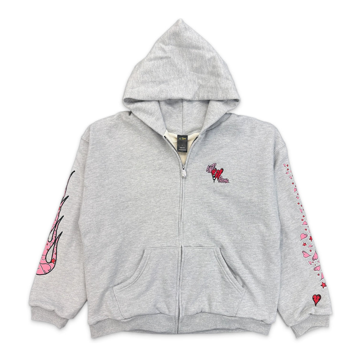 Matty Boy Anti Promo Sadistic Thermal-Lined Zip-Up Hoodie Grey