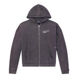 ERD Distressed Logo-Print Zip-Up Hoodie Dark Grey