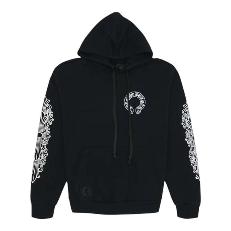 Chrome Hearts Horse Shoe Floral Hoodie Black