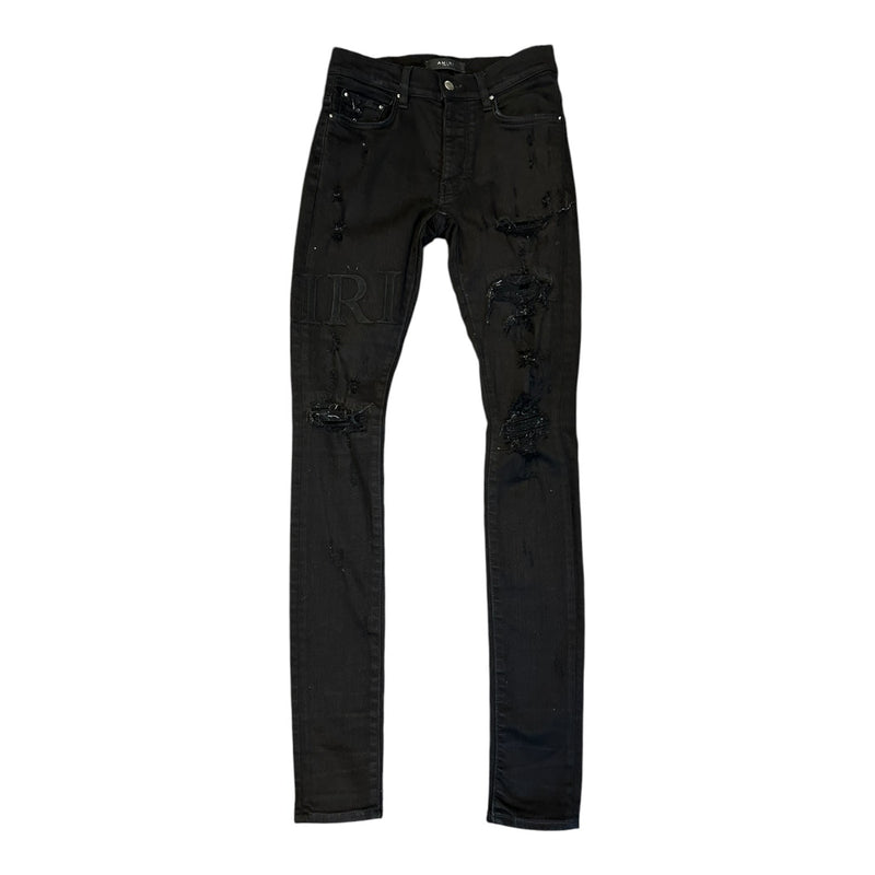 Amiri Black Skinny Jeans Black Leg Patch