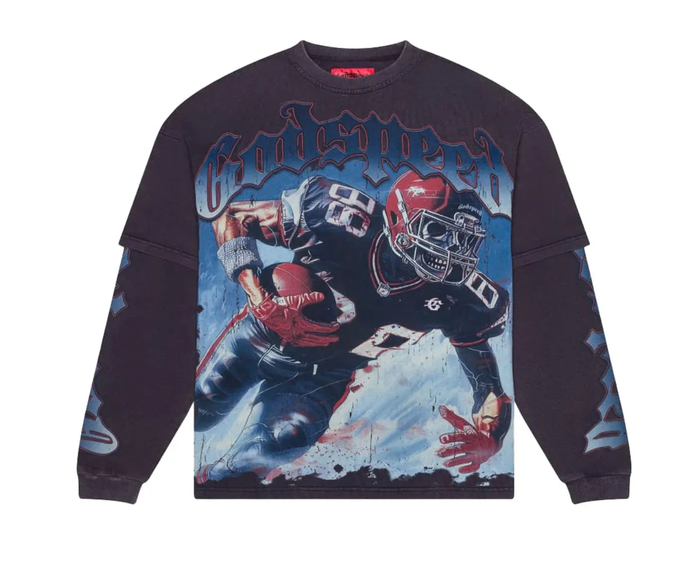Godspeed Endzone Longsleeve Tee "Washed Navy"