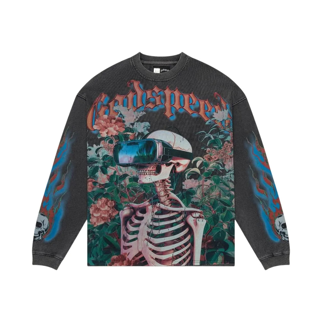 Godspeed Vision Flowers Longsleeve Tee "Washed Grey"
