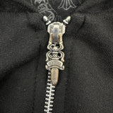 Chrome Hearts Glitter 1988 Vertical Logo Zip-Up Hoodie Black