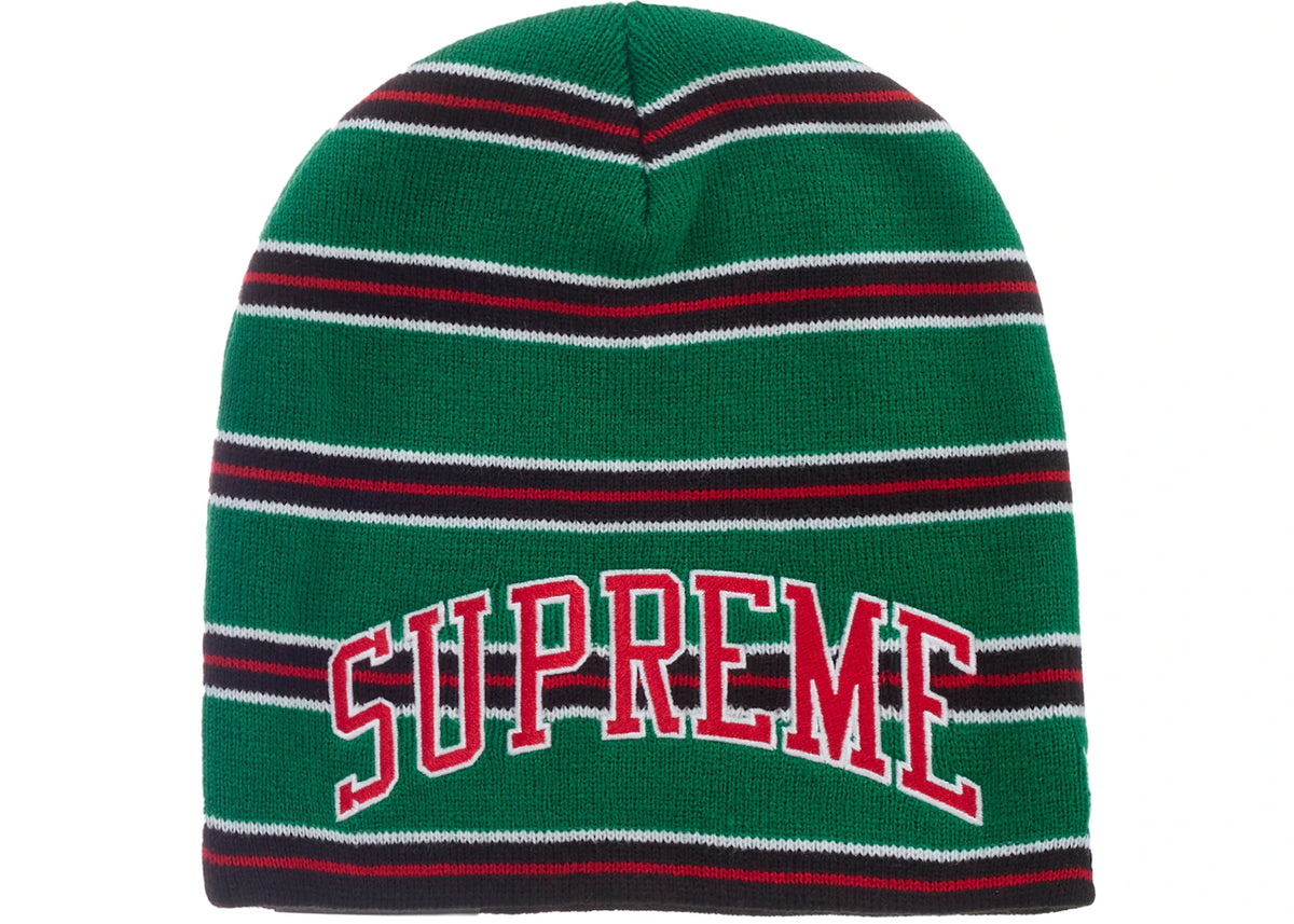 Supreme New Era Stripe Beanie Green