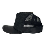 Chrome Hearts Cemetary Cross Leather Stitched Trucker Hat Black